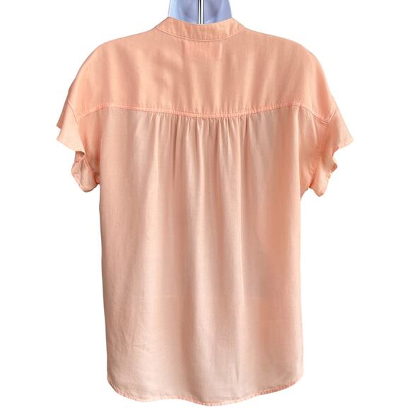Anthropologie‎ Cloth & Stone Peach Flutter Sleeve Button Front Blouse Size Small - Picture 2 of 6